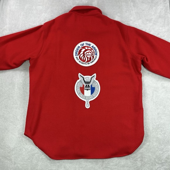 Vintage Woolrich Boys Scouts Of America Jac-Shirt Mens XL Red Order Of The Arrow - Picture 2 of 14
